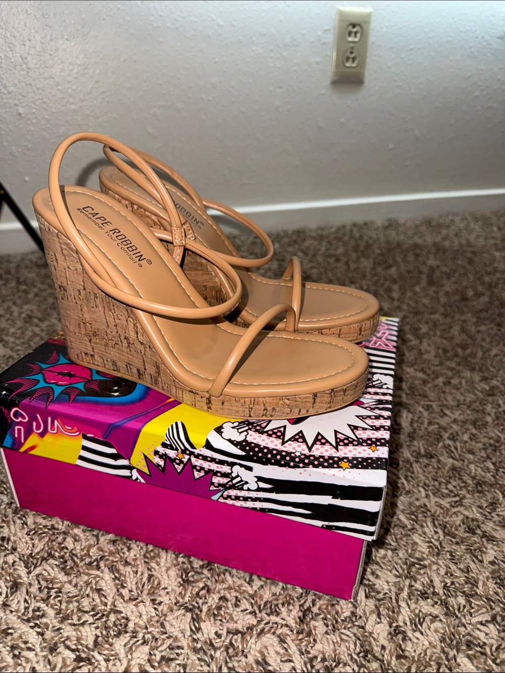 Cape Robbin Tan Strappy Cork Platform Sandals